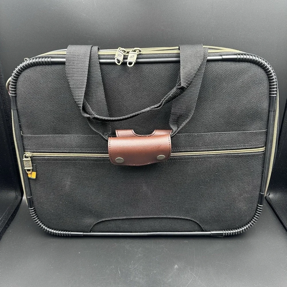 American Tourister Briefcase Men's Black Brown Nylon Professional Laptop Bag